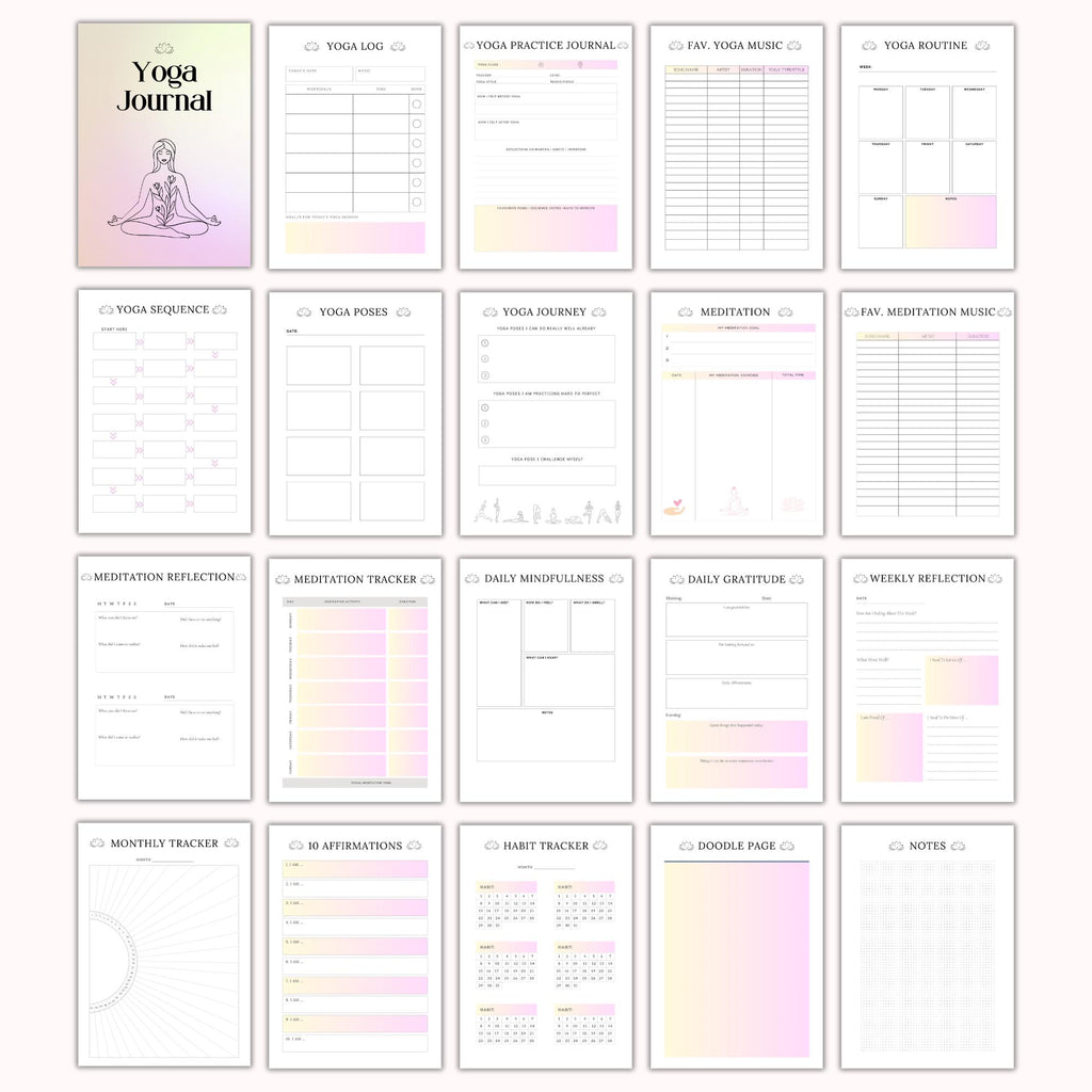 Yoga Journal Printable – PLR Resell Rights (A4, US Letter, A5)