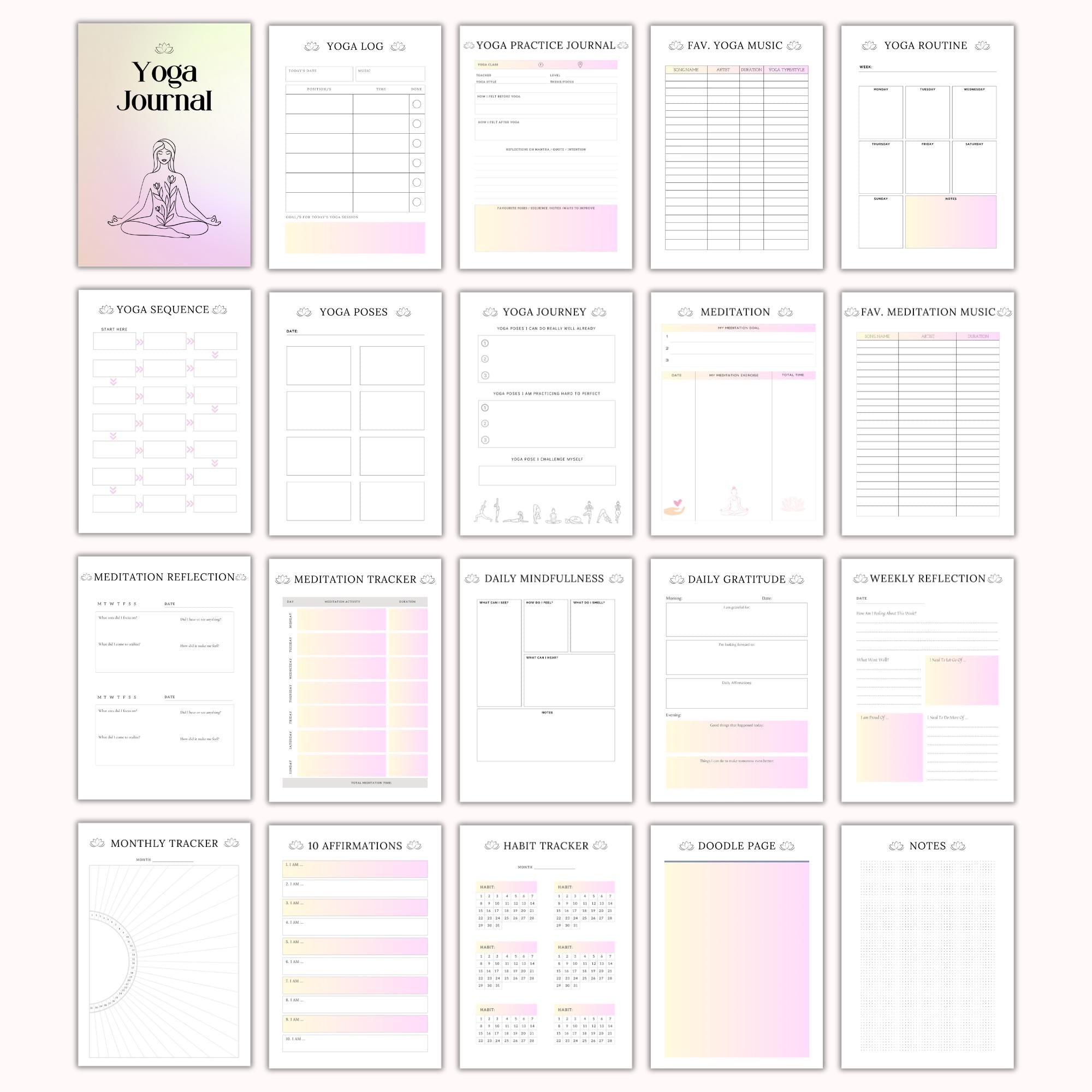 Yoga Journal Printable – PLR Resell Rights (A4, US Letter, A5)