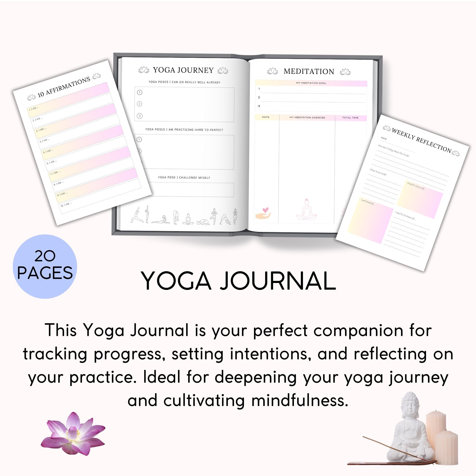 Yoga Journal Printable – PLR Resell Rights (A4, US Letter, A5)